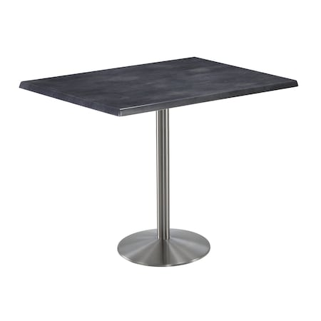 Holland Bar Stool Co 42" Tall OD214 Stainless Steel Table Base 22" Diameter 30"x48" Black Steel Top OD214-2242SSOD3048BlkStl